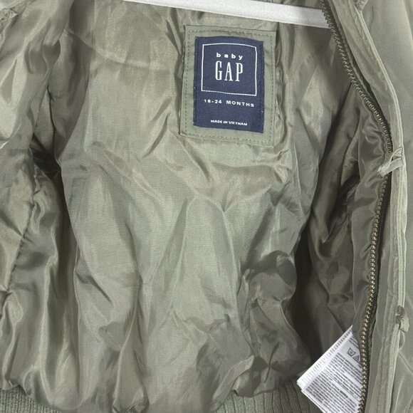 Gap Military Green Boys Faux Fur Hooded Jacket 18-24 months - Picture 5 of 7
